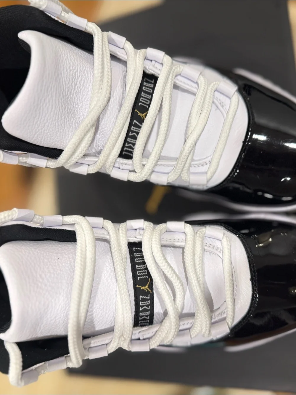 Jordan Retro 11 White Black with Gold Accent
